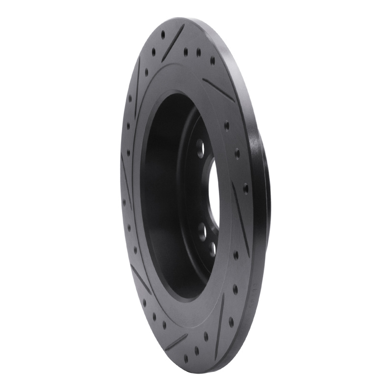 Mini Cooper Brake Rotor (1) - Rear Right - R1 Concepts - Drilled & Slotted - Black - `09-`14